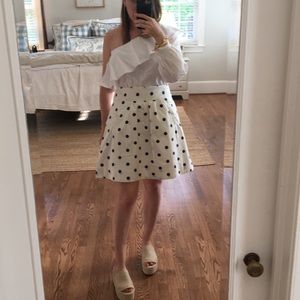 J. Crew size 4 polka dot skirt, cream and navy